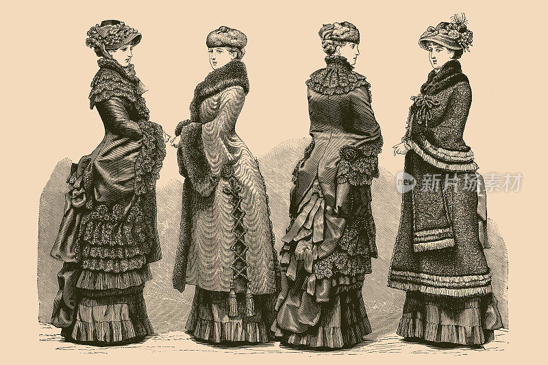 维多利亚时代的四个时尚女性