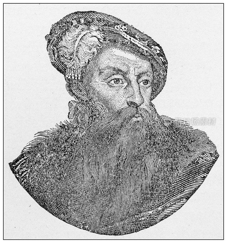 古代重要人物的古董插图:古斯塔夫Vasa