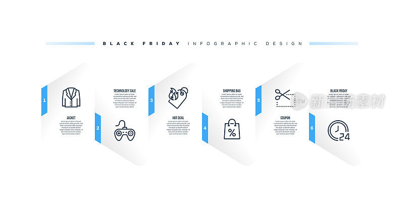 信息图表设计模板与黑色星期五的关键字和图标