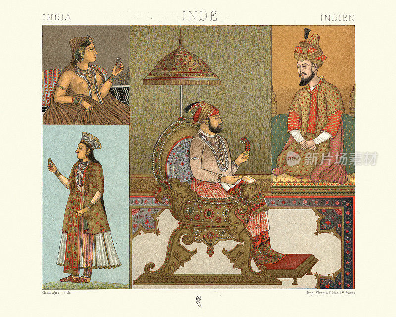 莫卧儿帝国的时尚，印度，女人，黄金宝座上的男人