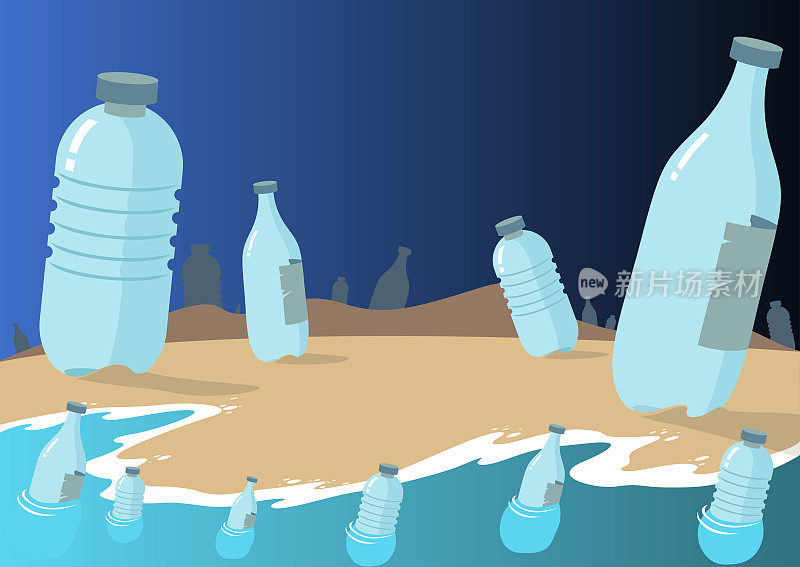 海滩上的塑料瓶