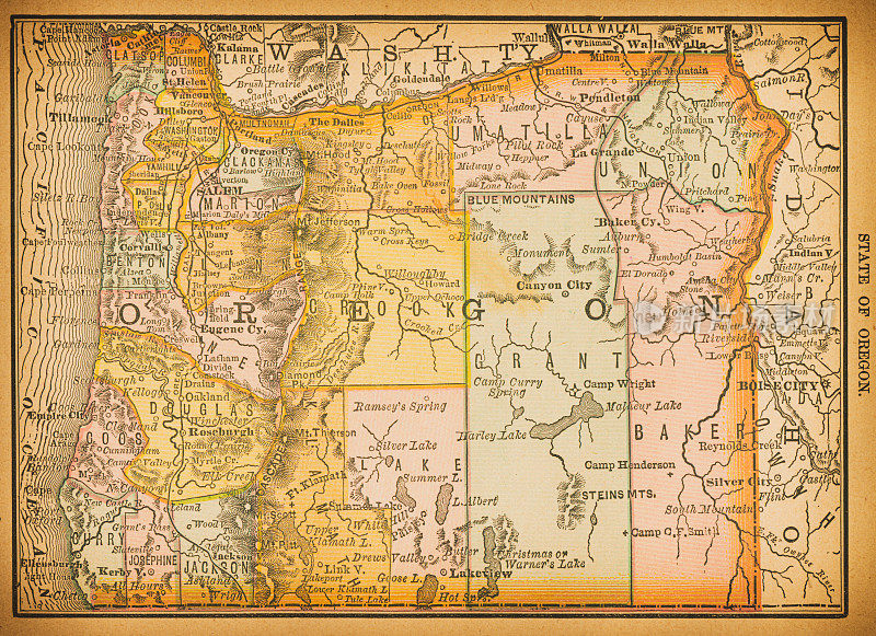 19世纪的俄勒冈地图