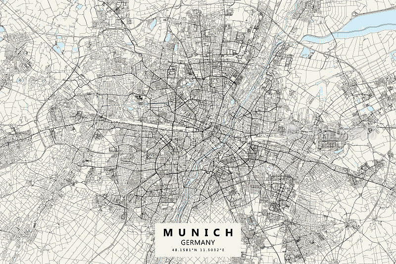 慕尼黑，德国矢量地图