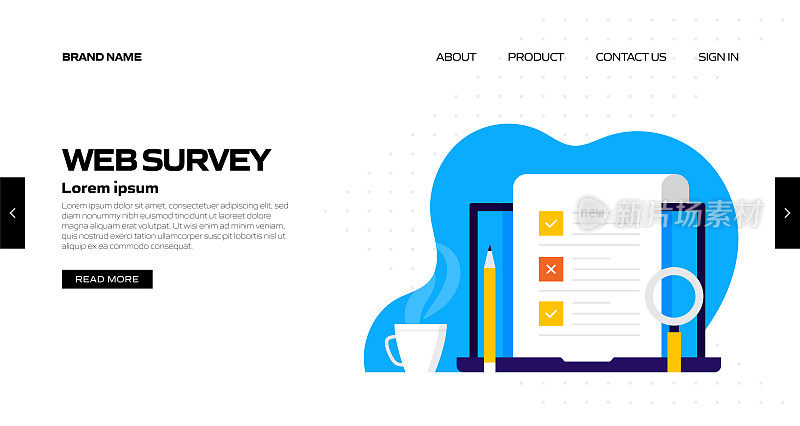 在线调查概念矢量插图的登陆页模板，网站横幅，广告和营销材料，在线广告，业务演示等。