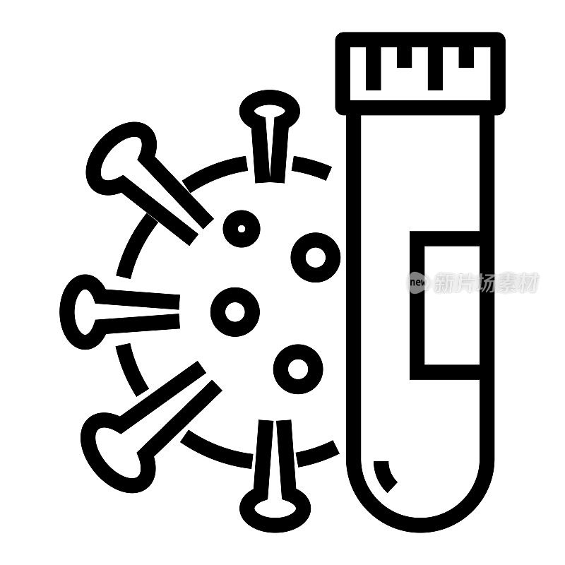 疫苗线图标，轮廓符号矢量插图