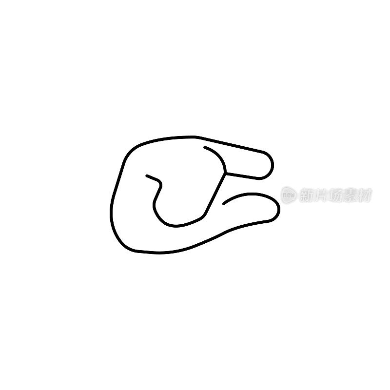 小手势表情符号，手指手势线艺术矢量图标的应用程序和网站