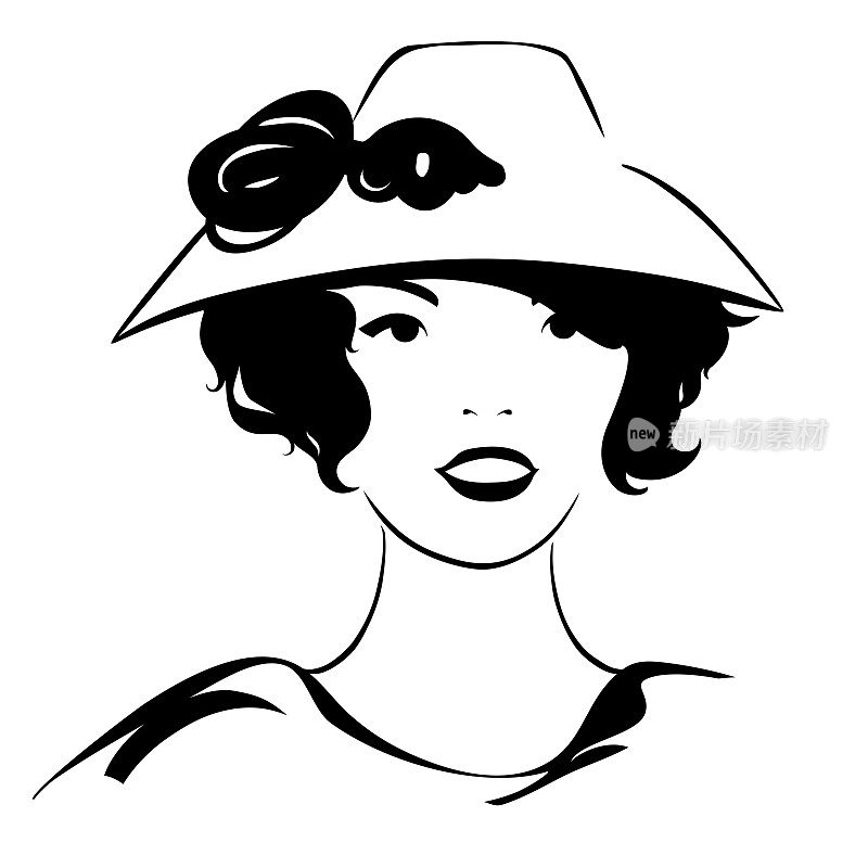 一个亚洲女人的肖像戴着复古的帽子