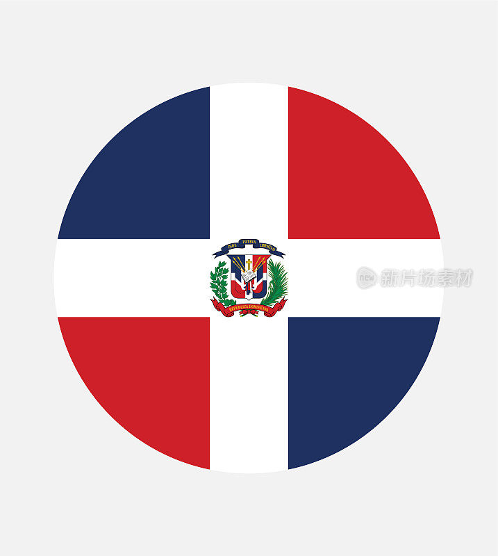 多米尼加共和国国旗，官方颜色和比例正确。多米尼加共和国国旗。矢量插图。EPS10。多米尼加共和国旗帜矢量图标。