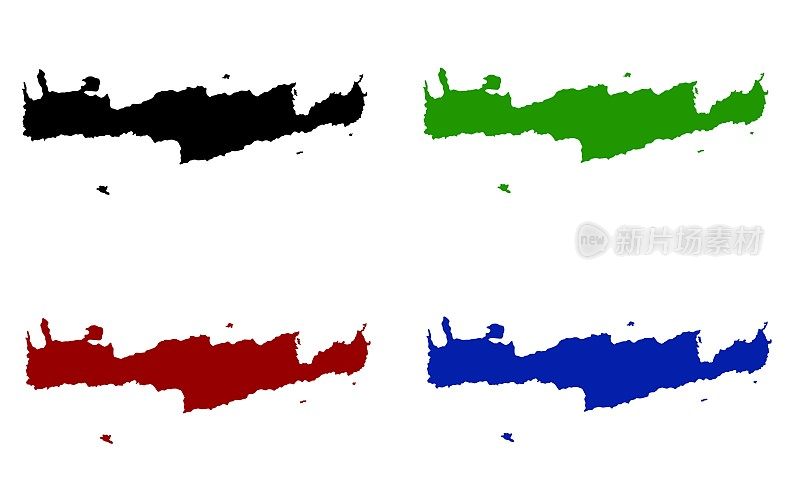 希腊克里特岛的剪影地图