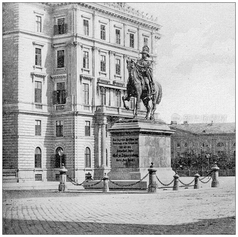 维也纳的古董旅行照片:施瓦岑贝格雕像