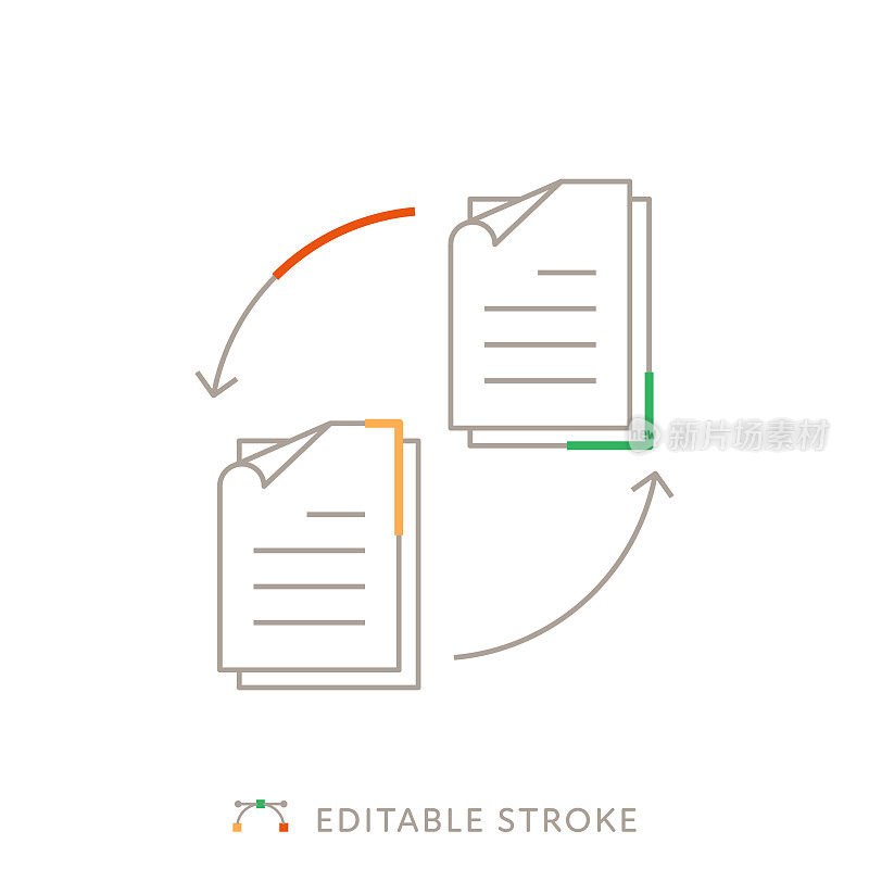 文献交换多色线图标与可编辑的Stroke