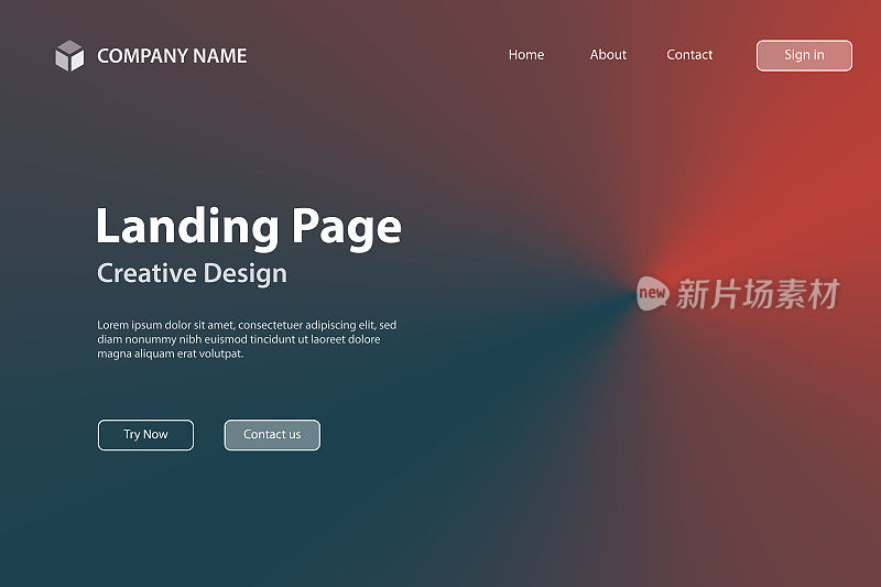 着陆页面模板-红色抽象背景，径向渐变