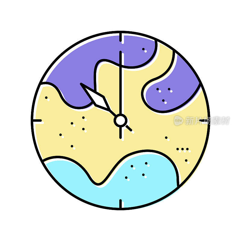 时钟树脂艺术彩色图标矢量插图