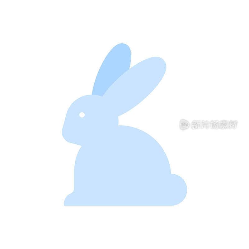 极简主义的图标兔子。淡蓝色的颜色。用于贺卡，海报，横幅。矢量插图，平面设计
