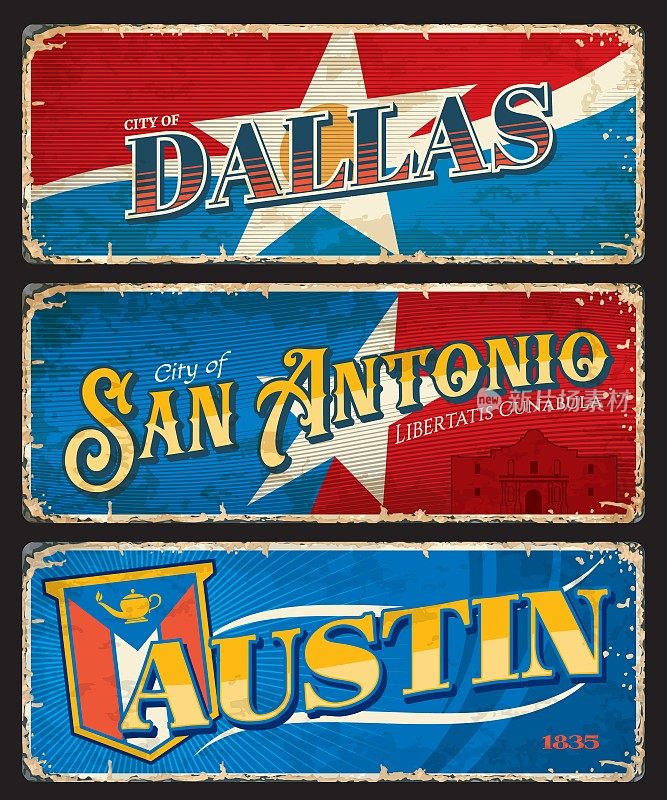 达拉斯，奥斯汀和圣安东尼奥的旅行贴纸