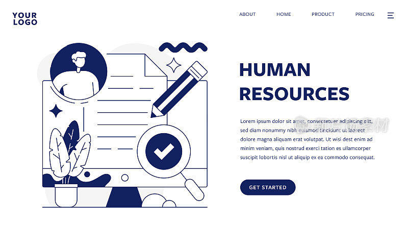 人力资源平面设计模板的网页和移动