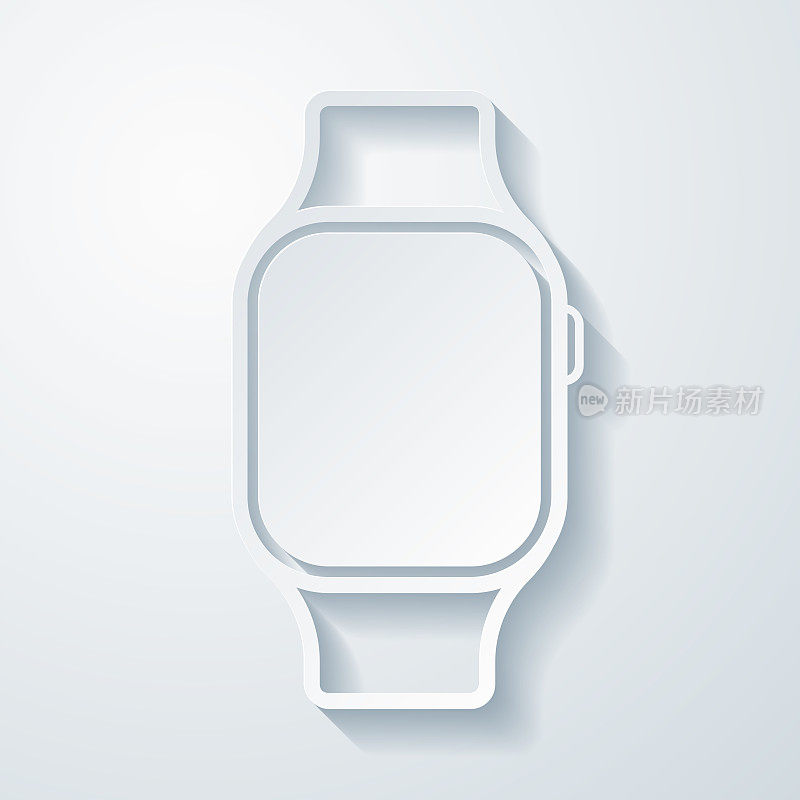 Smartwatch。空白背景上剪纸效果的图标