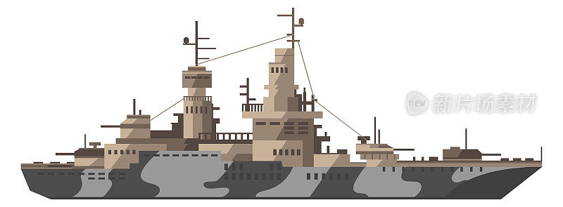 军舰图标。武装船。海军力量