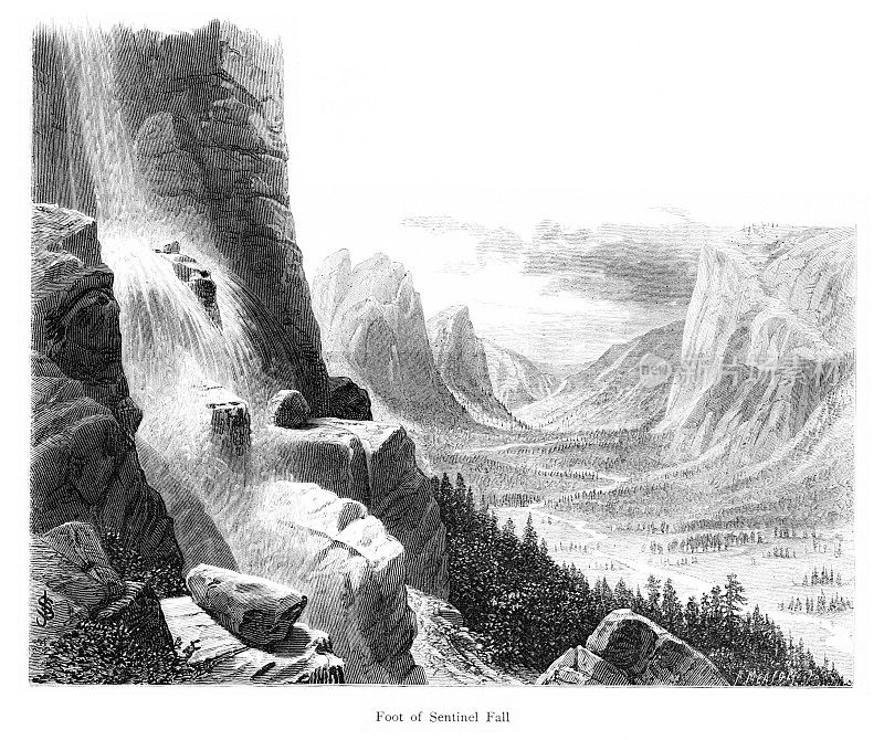 哨兵瀑布，约塞米蒂国家公园，内华达山脉，加州，美国，地理