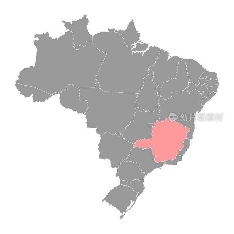 巴西米纳斯吉拉斯州地图。矢量插图。