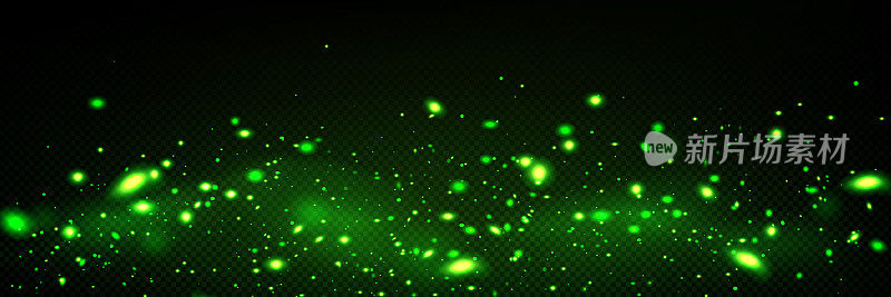 绿色萤火虫在夜间的光效