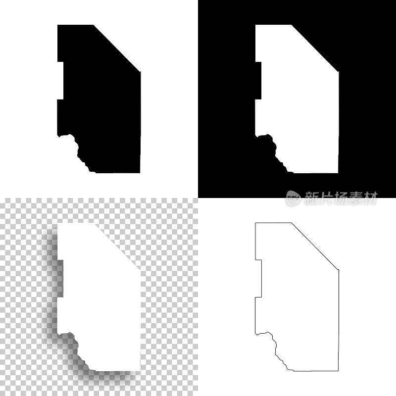 艾达县，爱达荷州。设计地图。空白，白色和黑色背景