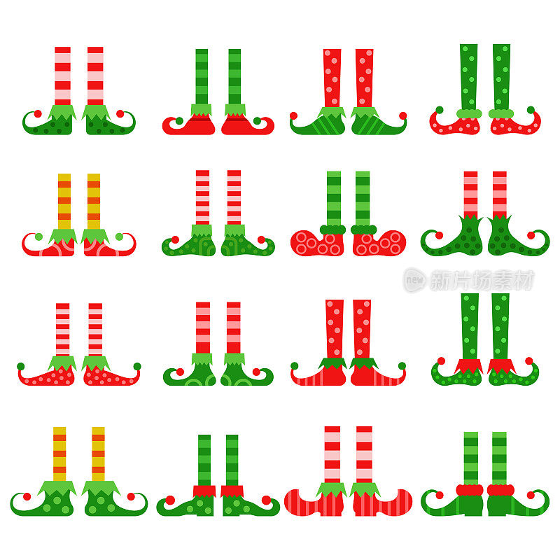 圣诞精灵脚矢量集