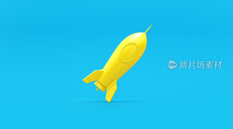 蓝色背景上的黄色火箭