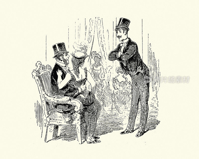十九世纪，维多利亚时代的妓院里的两个人