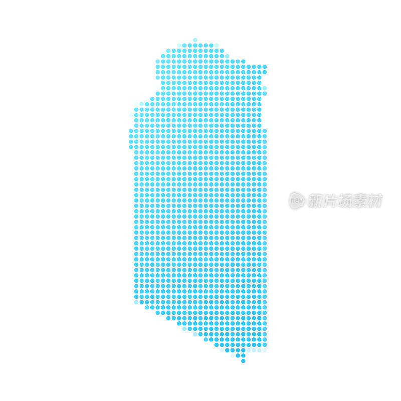 昔兰尼加地图在白色背景上的蓝点
