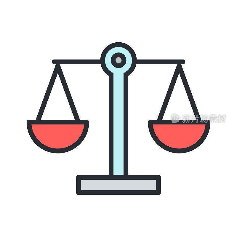 平衡图标在平面设计风格。正义的概念。