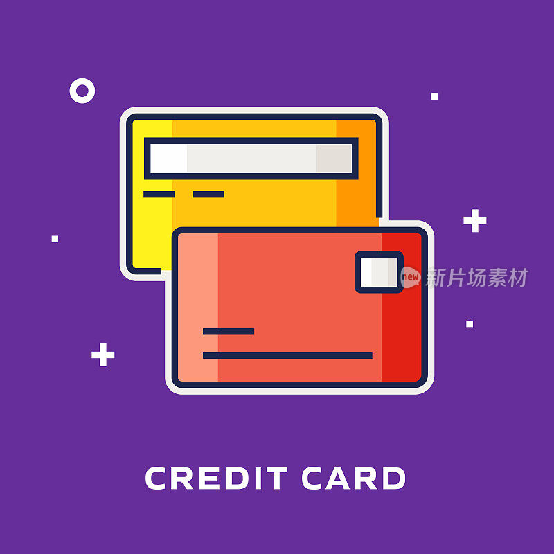 信用卡平线图标。轮廓向量符号插图。