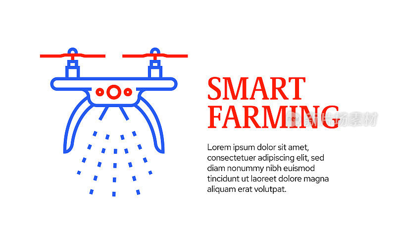 智能农业概念，矢量线图标模板设计