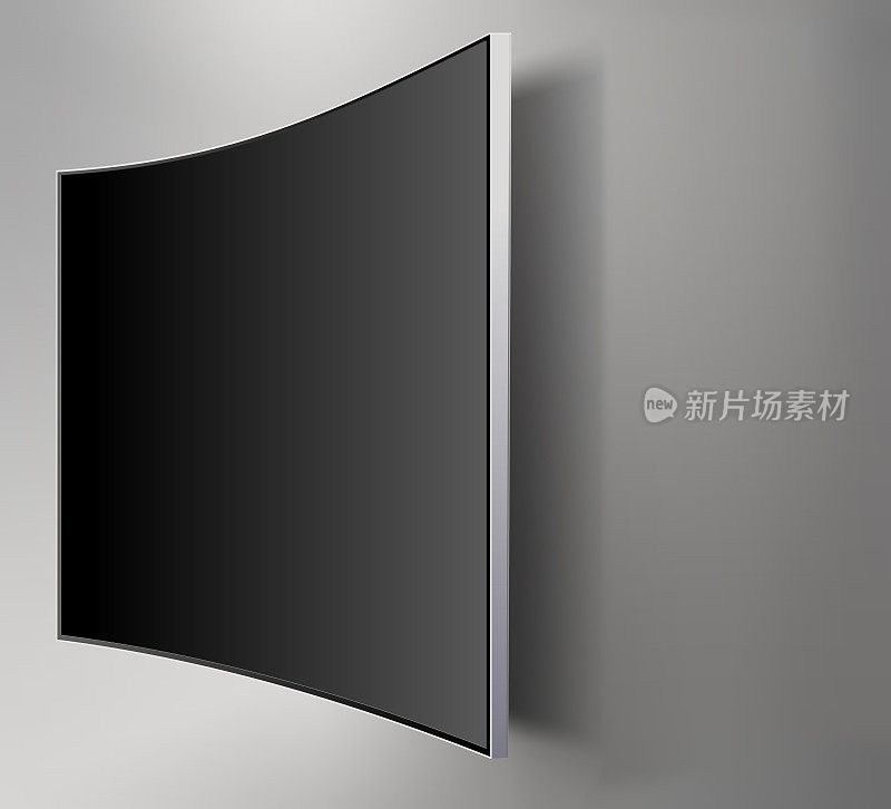 黑色LED电视电视屏幕空白的墙壁背景