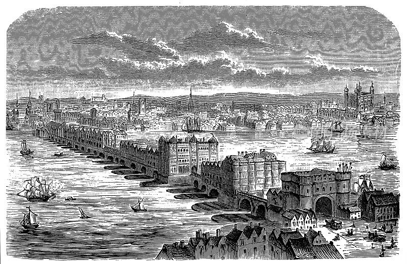 查理二世时期的老伦敦桥