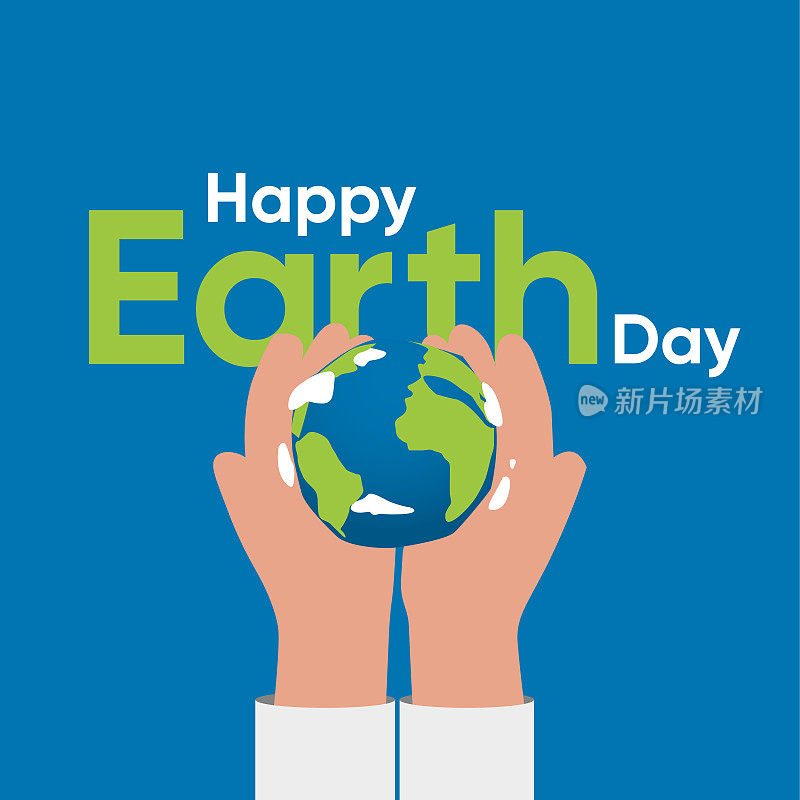 “地球日”的概念。人手握地球仪