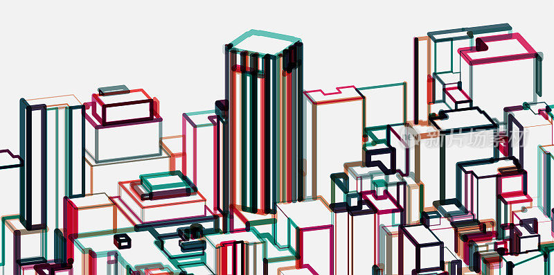 大胆的色彩城市建筑结构模型模式
