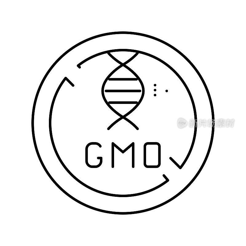 转基因基因产品免费线图标矢量插图