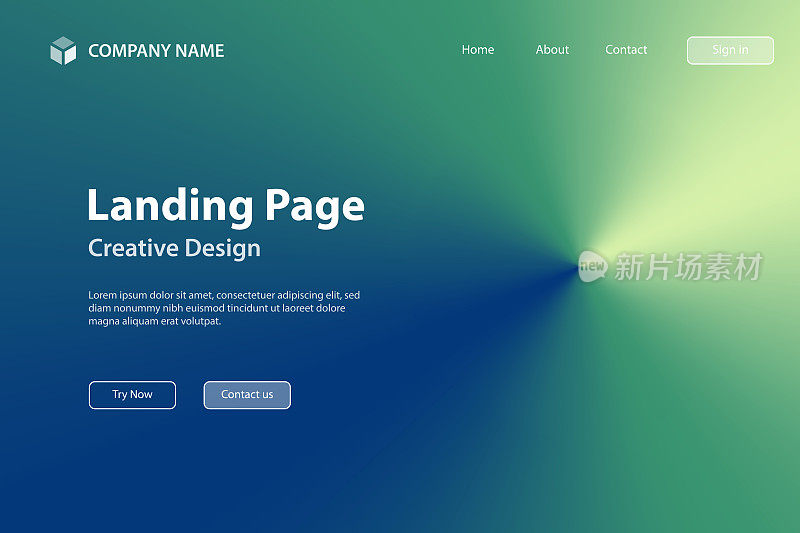 着陆页面模板-绿色抽象背景径向梯度