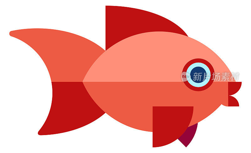 红色异域鱼图标。扁平海洋动物分离