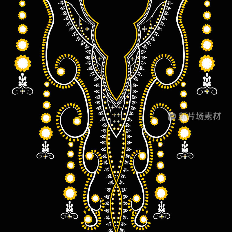传统几何民族刺绣领口图案设计