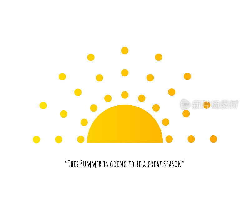 太阳形状矢量图标。夏天刻字。暑假股票插图