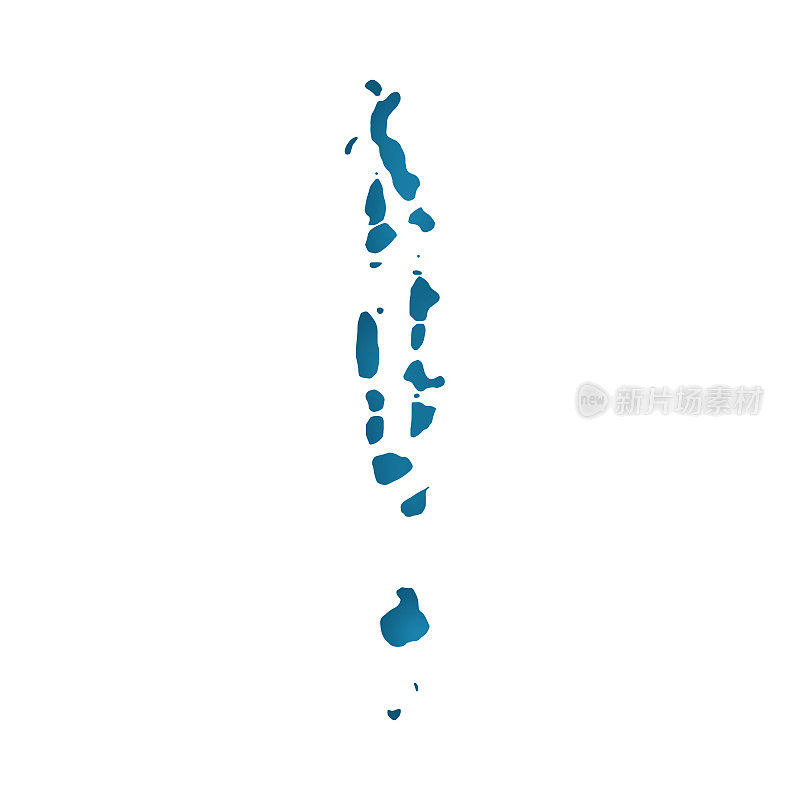 马尔代夫地图-蓝色背景的白纸