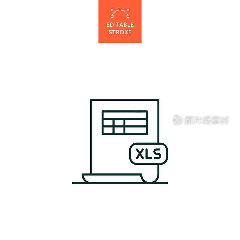 带有可编辑笔画的XLS文件行图标。Icon适用于网页设计、移动应用、UI、UX和GUI设计。