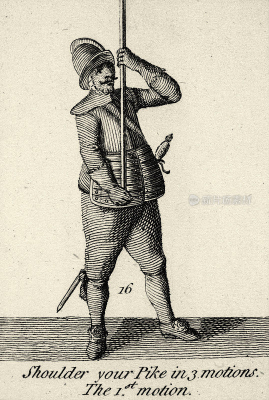 英国士兵，长枪手，肩枪，军事历史，武器17世纪战争
