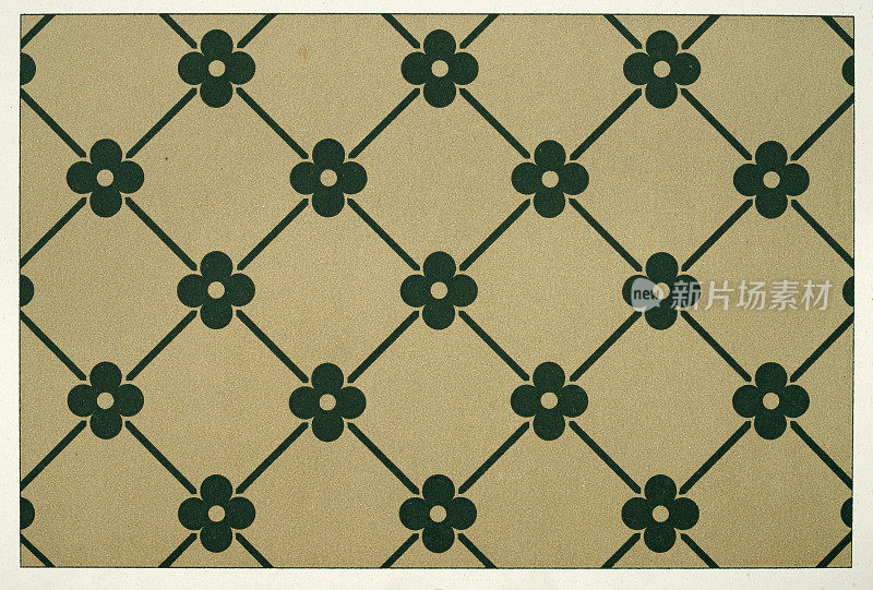 精致的花卉图案,对角线连接的花朵,尿布图案,金色背景,维多利亚时代的历史装饰艺术