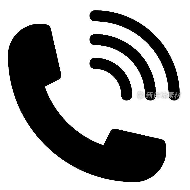 电话听筒和无线电波的简单图标(黑色)