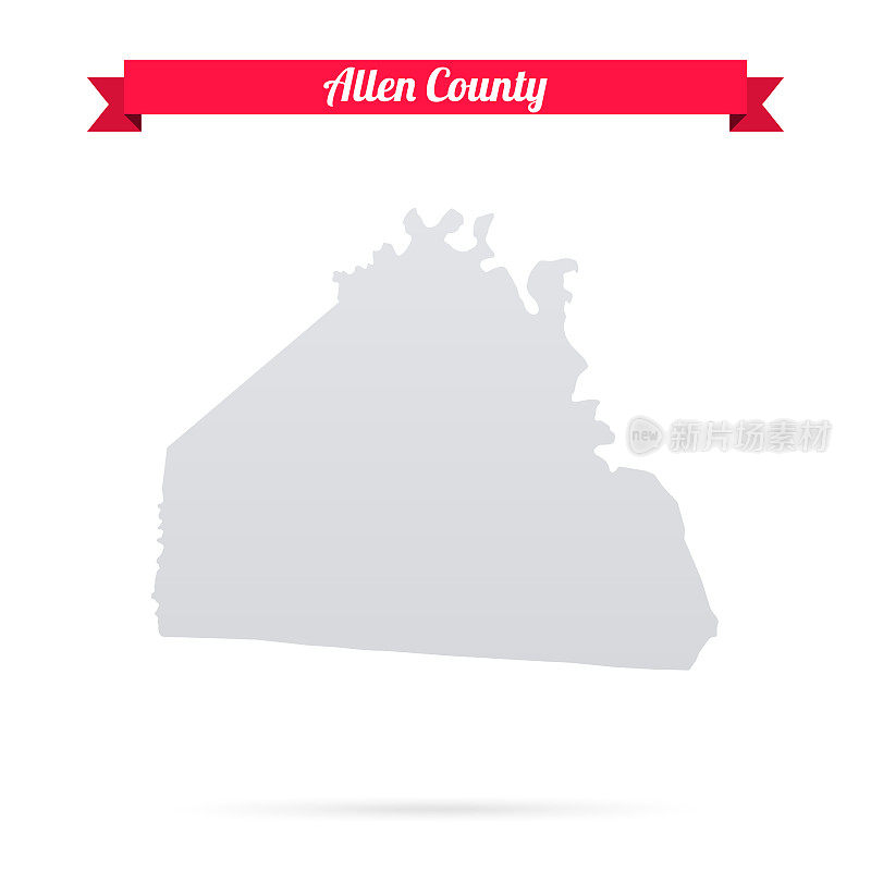 肯塔基州艾伦县。白底红旗地图