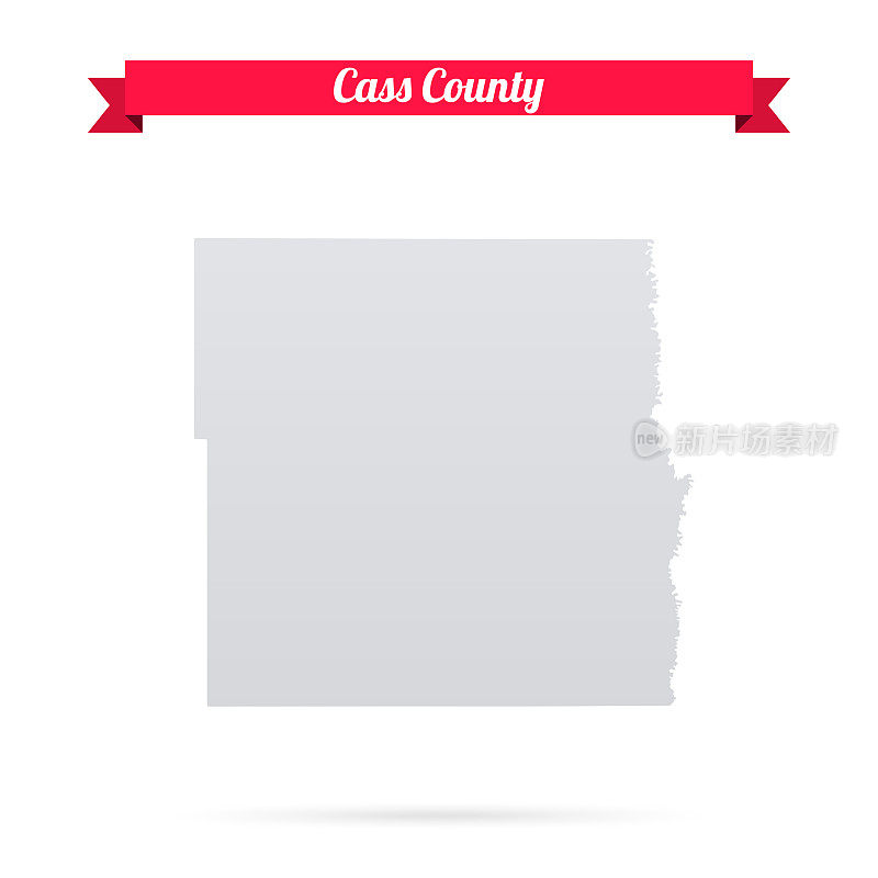 北达科他州卡斯县。白底红旗地图