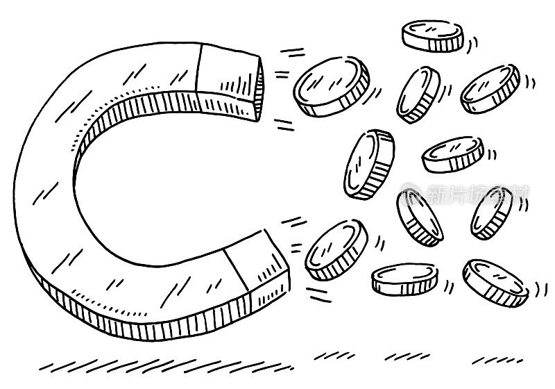 马蹄形磁铁硬币绘图